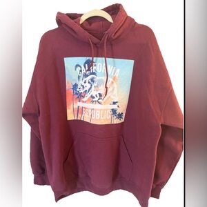 California Republic logo Burgundy color hoodie LARGE